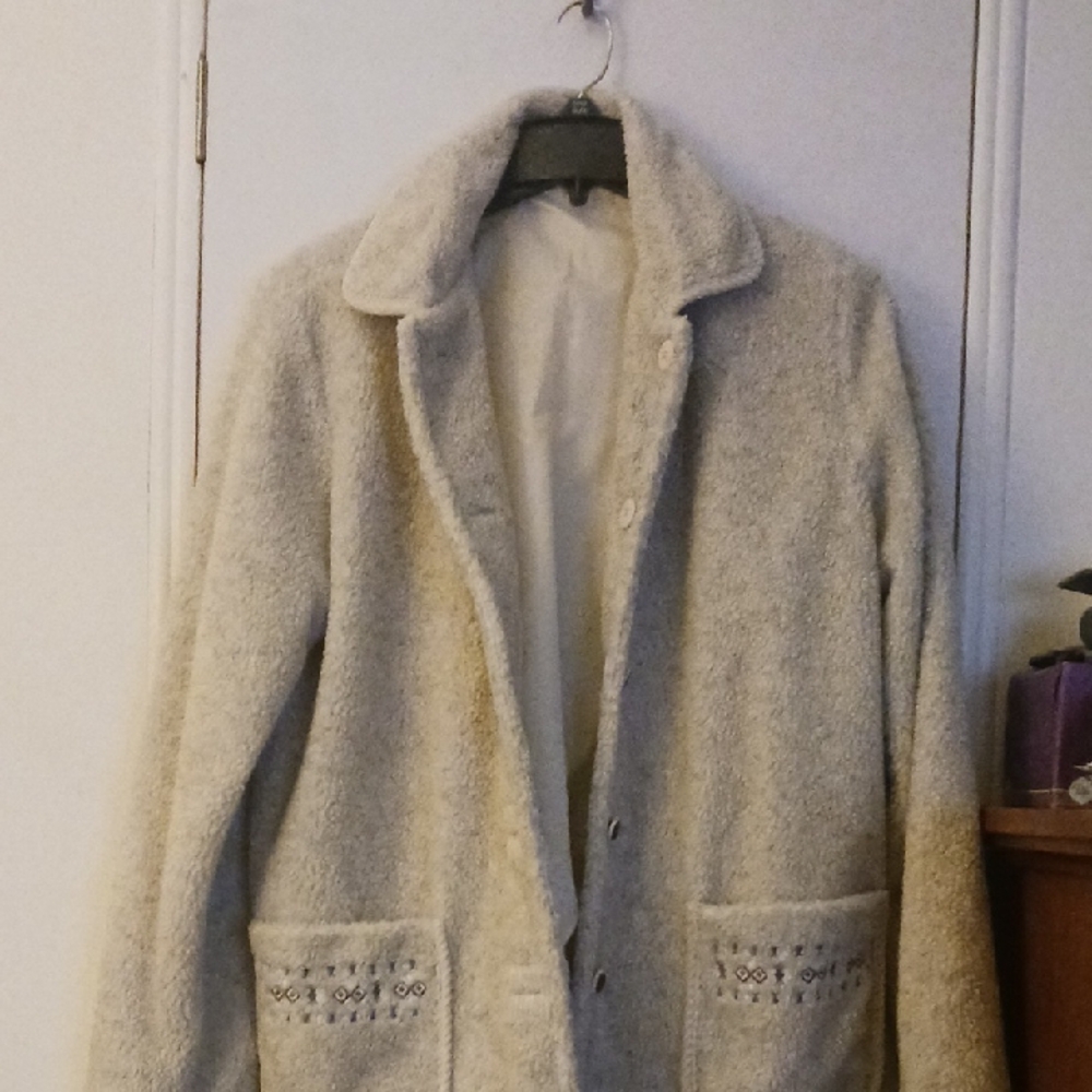 Women's Cream Textured Coat